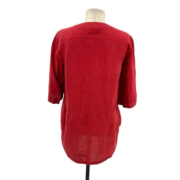 TOAST Shirt Red Natural Linen V-Neck Half Sleeve Top Size XS - Picture 6 of 10